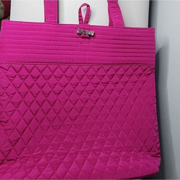 Vera Bradley Women’s Quilted Tote With Matching Coin Wallet Magenta - Picture 2 of 9